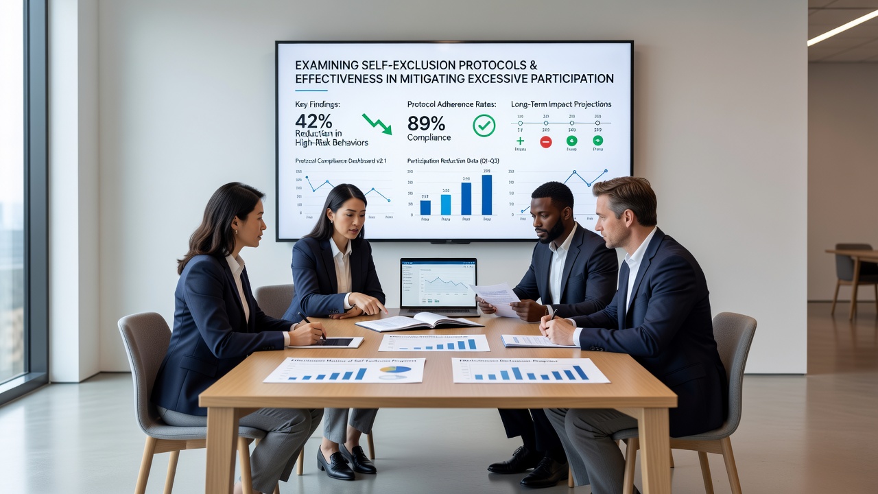 Grafiek en visuele weergave van effectiviteitsdata rond zelfuitsluiting in digitale gokomgevingen met statistieken uit 2025 en 2026