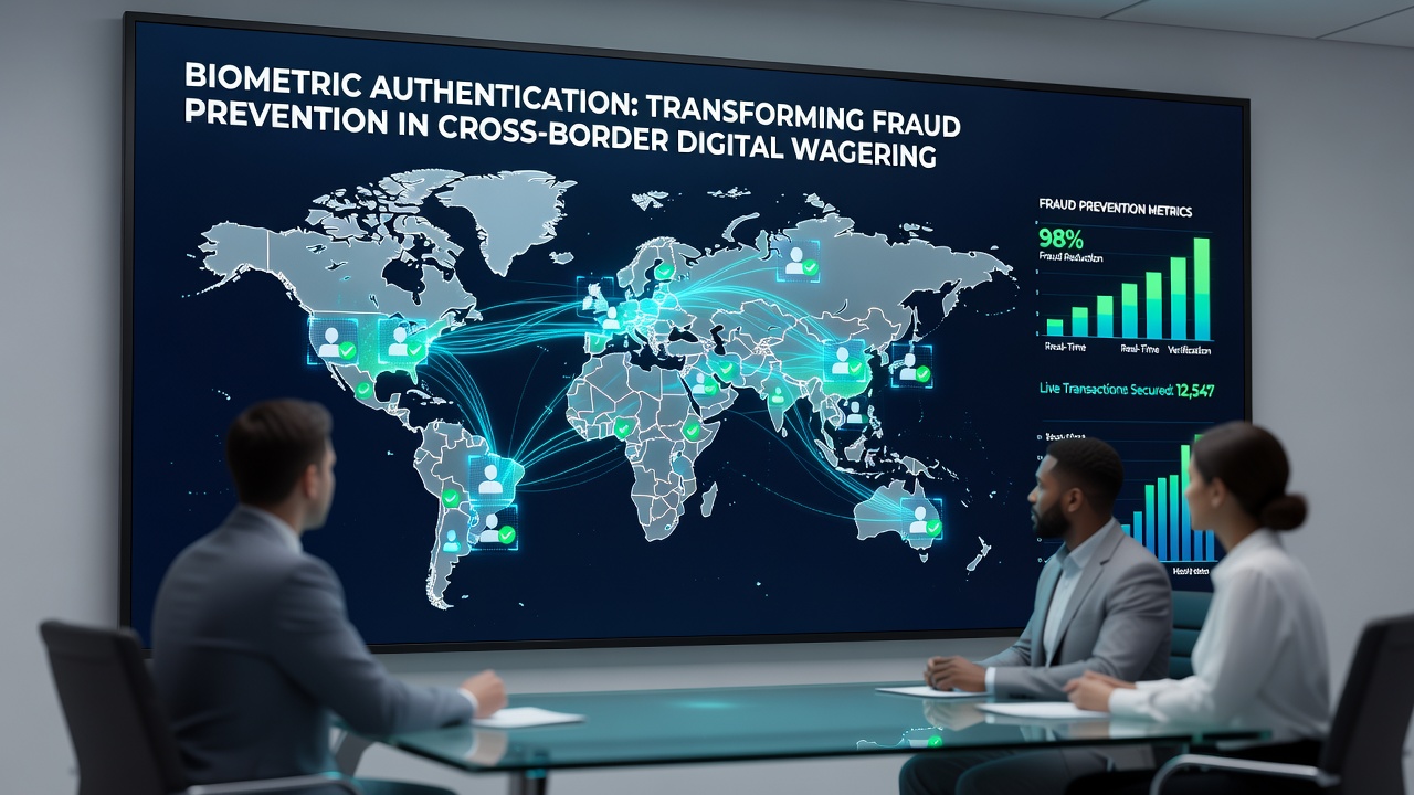 Dashboard met biometrische verificatiedata en fraudedetectie alerts op een gokplatform